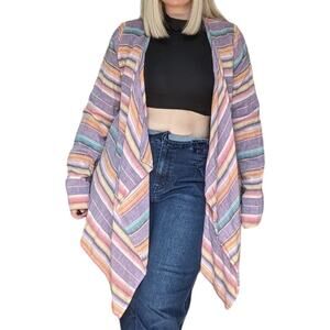 Tasha Polizzi Lightweight Pastel Striped Cardigan Long Sleeve Flowy Waterfall